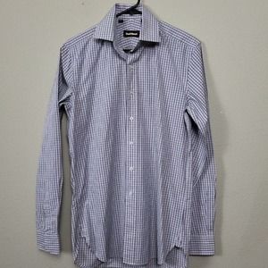 Paul Stewart Men's Size 15 - 35 Long Sleeve Button Down Dress Shirt Blue Plaid